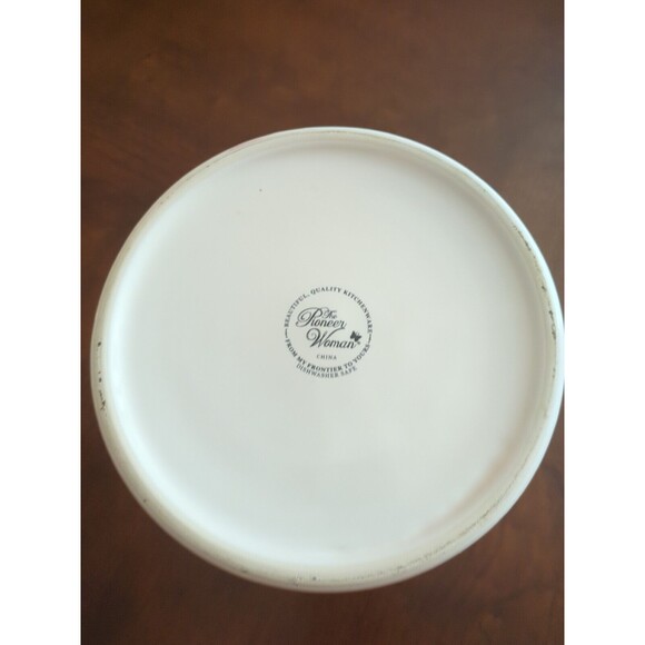 The Pioneer Woman White Linen Red Edge Stoneware Crock Utensil Holder New - Picture 11 of 11